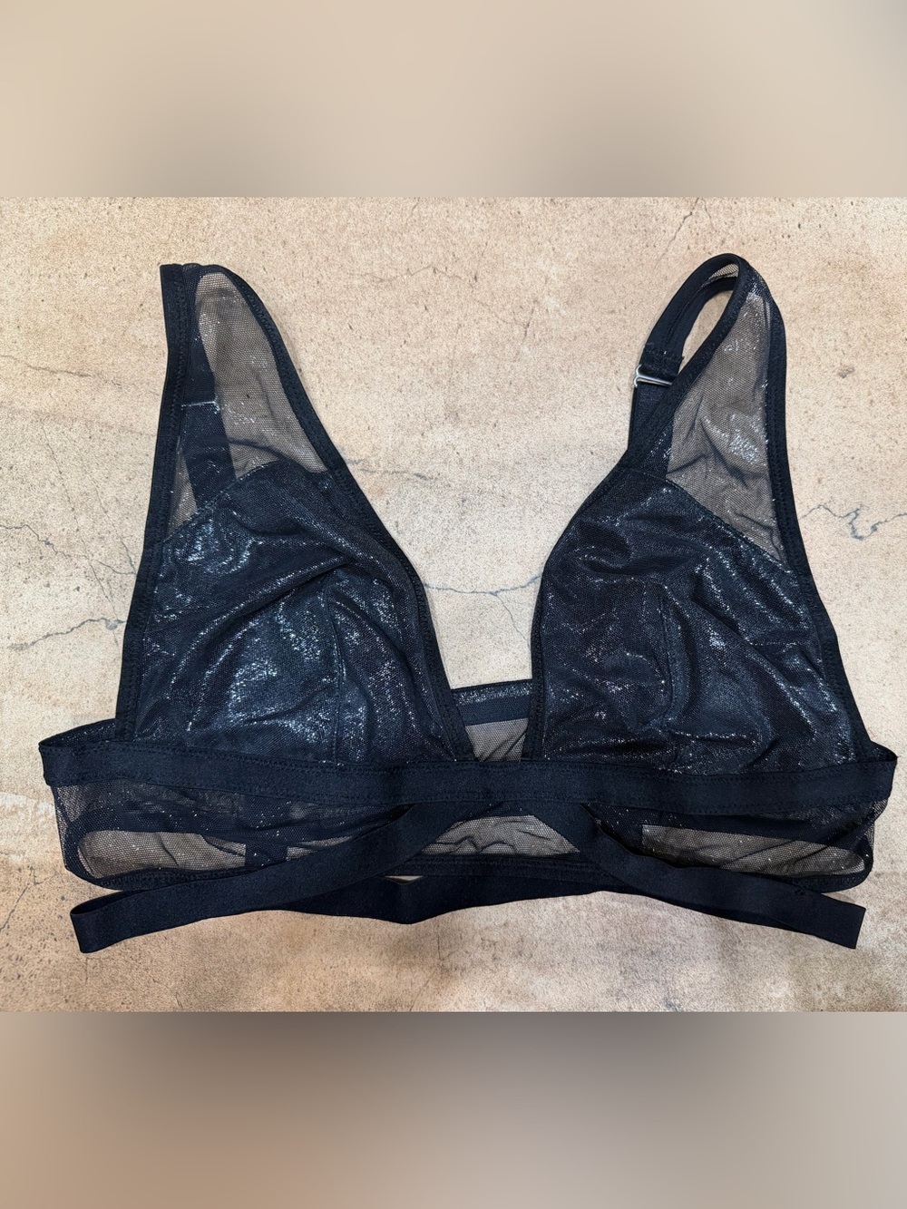 Victoria's Secret Black Sheer Mesh Bralette with Strappy Band